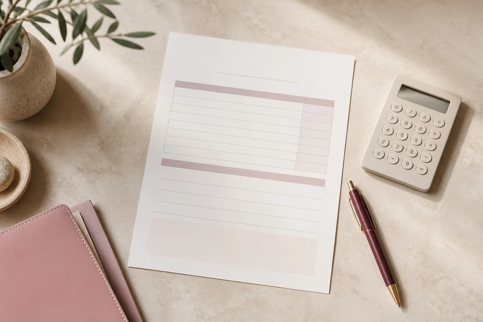 A clear care estimate beside a calculator and pen