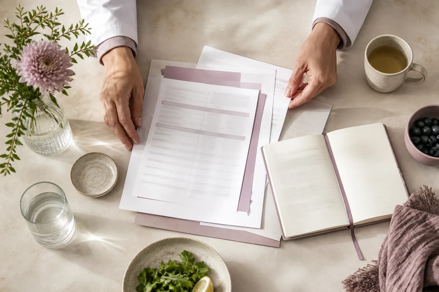 Health information and everyday notes arranged together for review