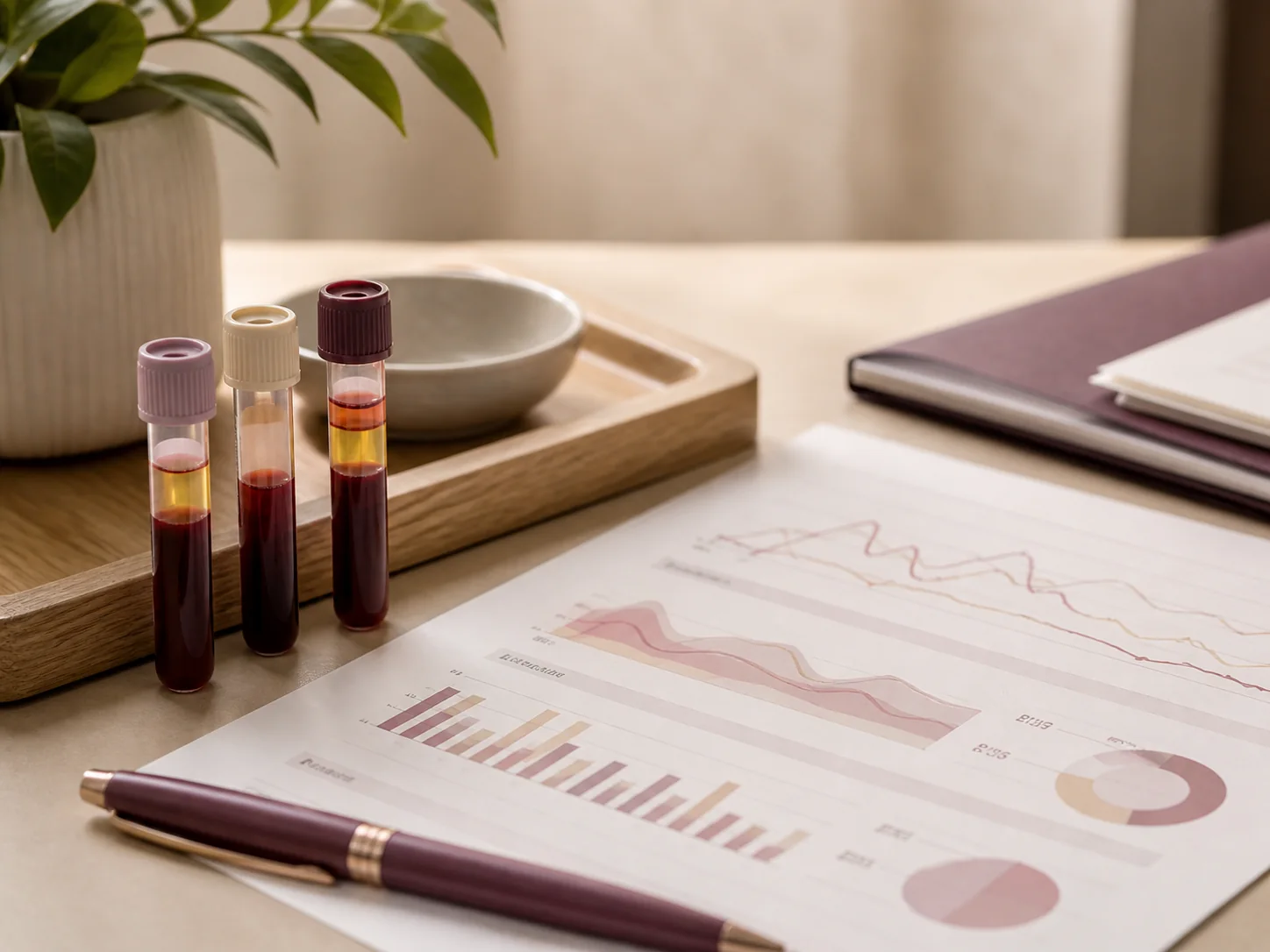 Blood samples and an abstract metabolic laboratory report